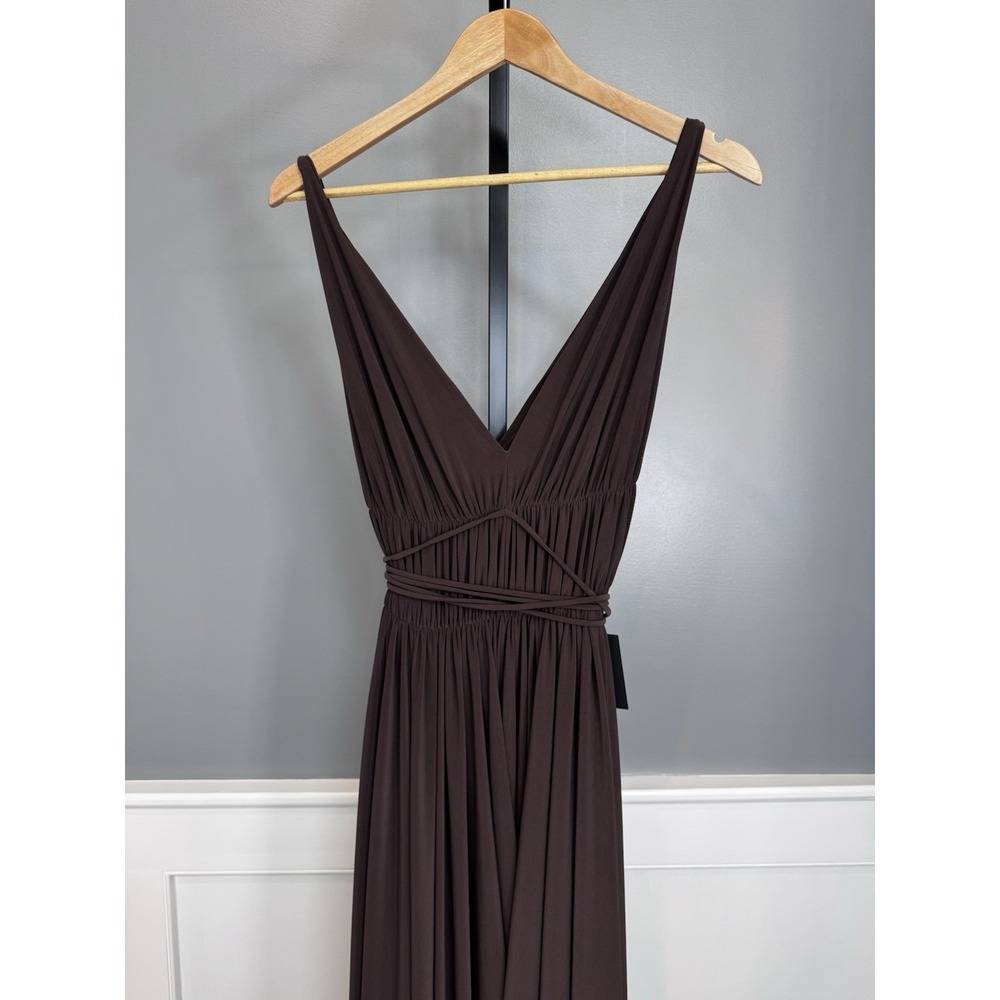 Norma Kamali Goddess Gown Chocolate Brown Maxi Dress NWT Size Large L/40